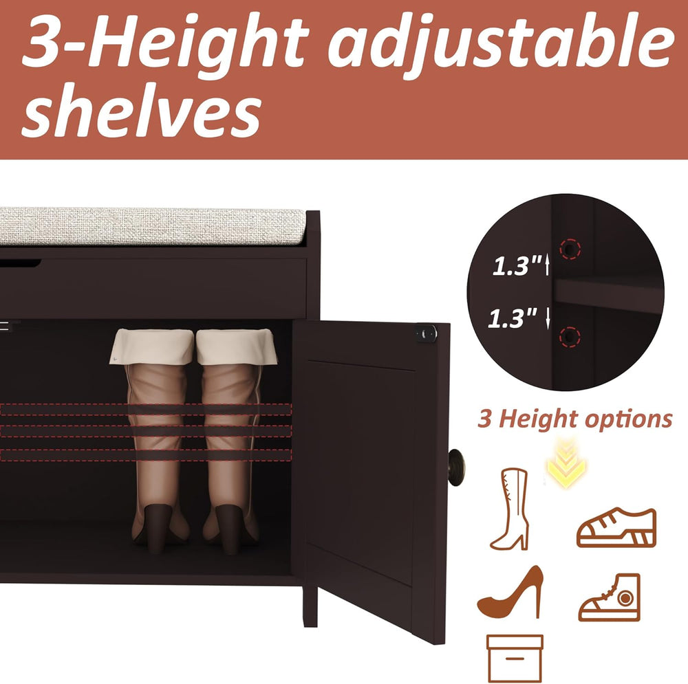 HOMEFORT 54.4" Shoe Bench with Lift Top Storage, Entryway Bench with Cus...