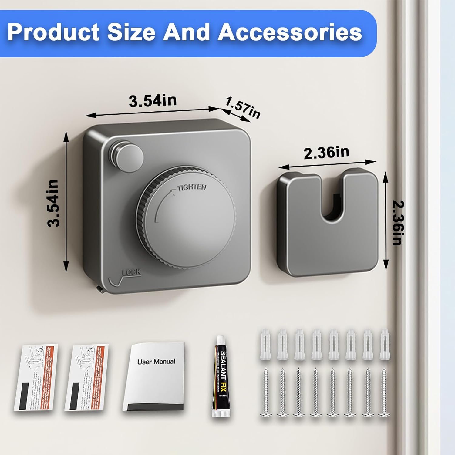 Retractable Clothesline Indoor, Non-Sagging Outdoor Clothes Drying Line Retracting Heavy Duty Clothes Drying Laundry Line Wall Mounted Stainless Steel Line - 15.6 Feet (Square Gray)
