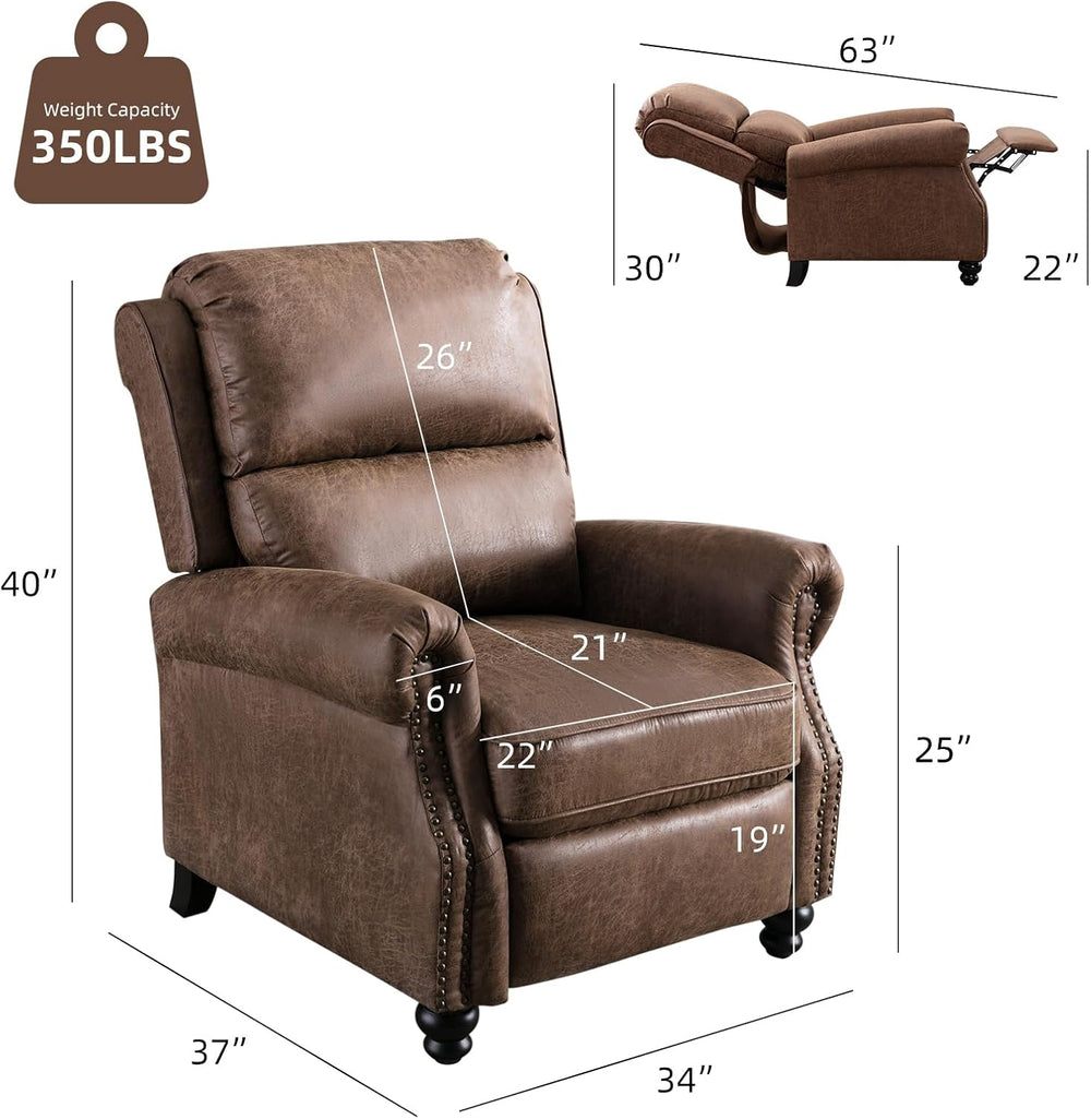 CANMOV Pushback Recliner Chair Faux Leather Armchair Push Back Recliner with ...