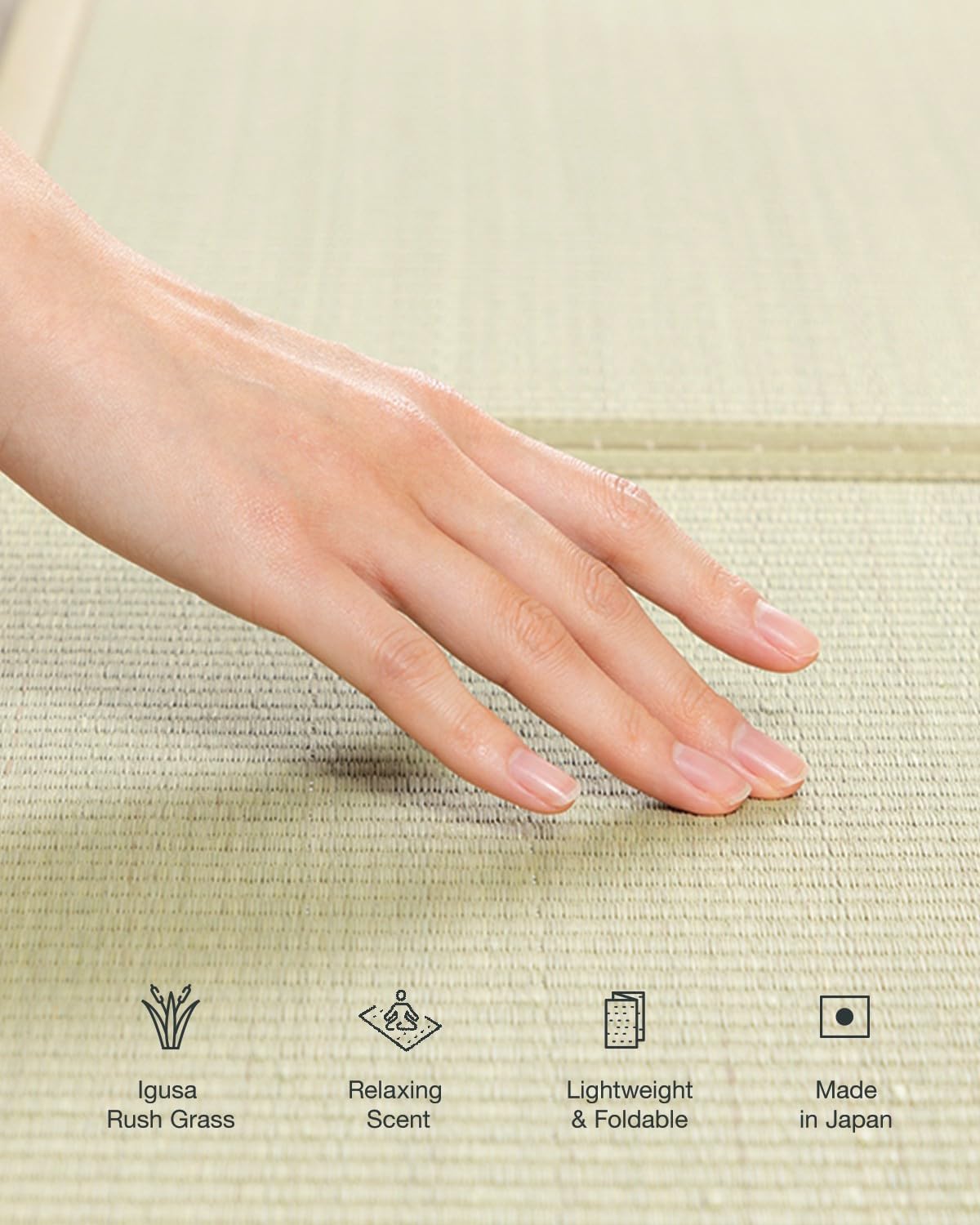 FULI Japanese Tatami Mattress, Foldable Igusa Rush Grass, Natural, Twin XL | Tatami Rug, Japanese Floor Mattress Mat, Made in Japan, 0.5 in thick, firm woven surface, tri-fold design