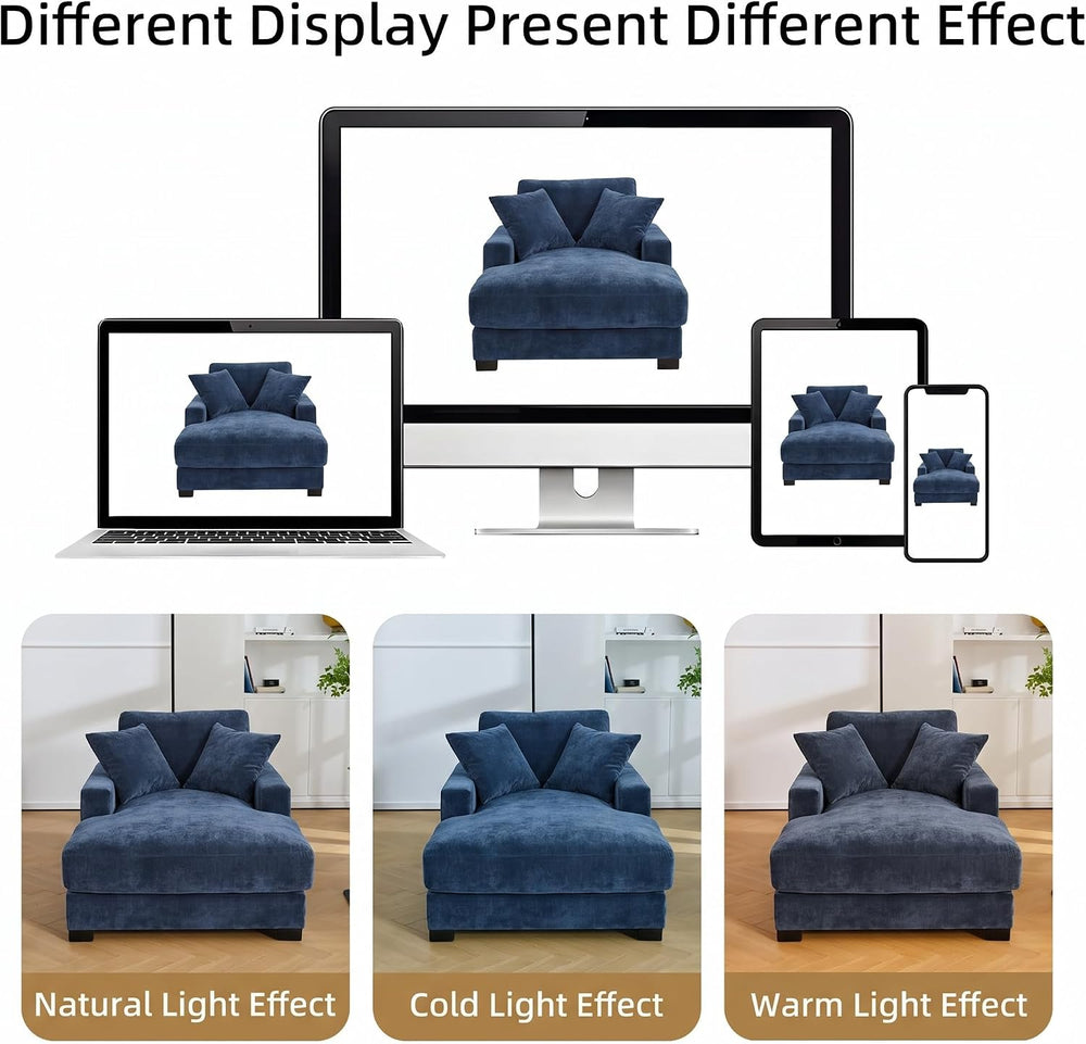 Oversized 60" Chaise Lounge Sofa, Chaise Lounge Recliner with Adjustable...