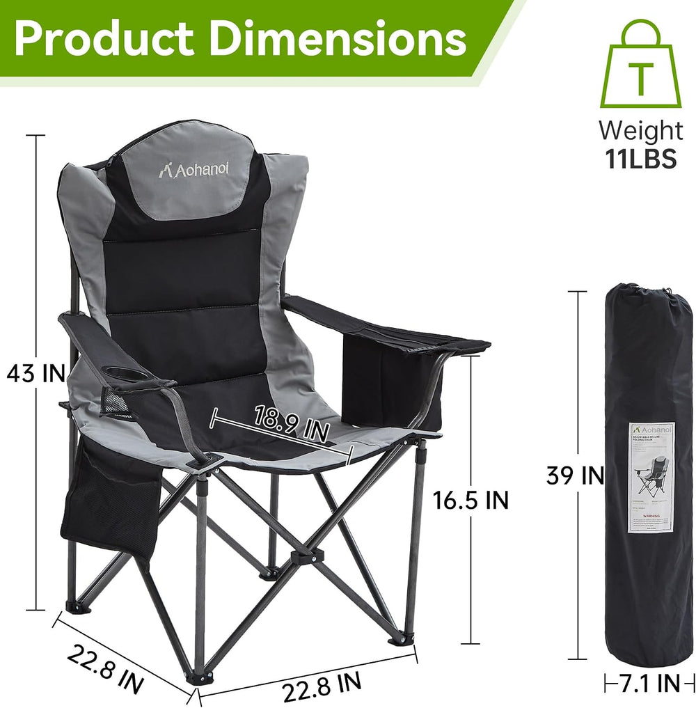 Aohanoi Camping Chairs for Heavy People,Folding Lawn Chairs for Outside Heavy...