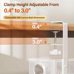 [Upgraded] Under Desk Cable Management Large, Cinati 16" Cable Management Box for Table Thickness up to 3", Wire Cord Organizer with Clamp No Drill, No Damage to Desk (White)
