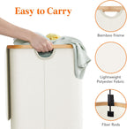 Lifewit 150L Laundry Basket with Lid, Clothes Hampers for Laundry with Bamboo Handles and A Removable Bag, Large Foldable Laundry Hamper for Bedroom, Bathroom, Dorm, Laundry Room, Off White