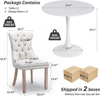 SoarFlash Kitchen Table and Chairs for 2, 24" Dining Table Set for 2 with Velvet Upholstered Chairs, 3 Piece Round Kitchen Table Set, Dining Room Table Set for Small Space, Apartment