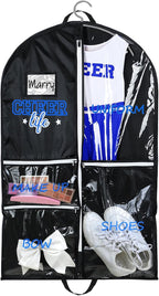 40" Cheer Uniform Garment Bag Cheerleading, Black,Blue | Waterproof Hanging Storage, 5 Pockets to Organize Accessories, Side Zip Travel Bag,Cheer Mom Gift ,Cheer Competitions
