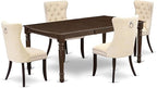 East West Furniture DODA5-MAH-32 5 Piece Kitchen Table Set Consists of a Rectangle Dining Table with Butterfly Leaf and 4 Polyester Fabric Padded Chairs, 42x78 Inch, Mahogany