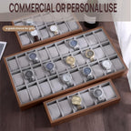 Wooden Watch & Jewelry Tray Organizer - 24/30 Grid Display Holder with Removable Pillow for Men & Women's Storage (30 Grid)