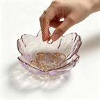 Small Jewelry Dish Tray, Flower Ring Dish Jewelry Tray, Nightstand Decor Glass Trinket Dish, Jewlery Plate Crystal Ring Holder Dish, Gifts Engagement Jewelry Bowl Dish for Rings, Earrings (Purple)