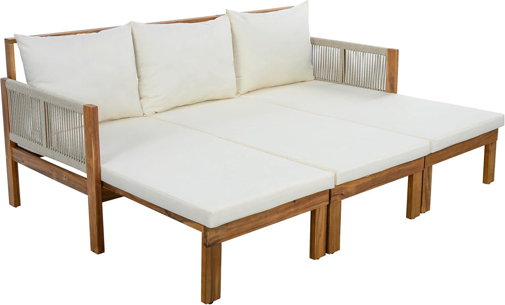 Outdoor Daybed Patio Sofa Bed 3 Seat Sunbed,Sleeper Couch for Patio, Backyard...