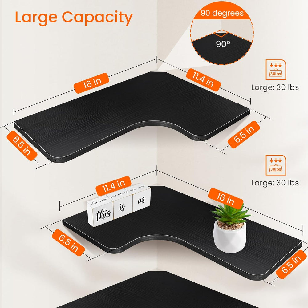 Homode Corner Shelves Wall Mounted, Set of 3 Floating Corner Shelves with Cor...