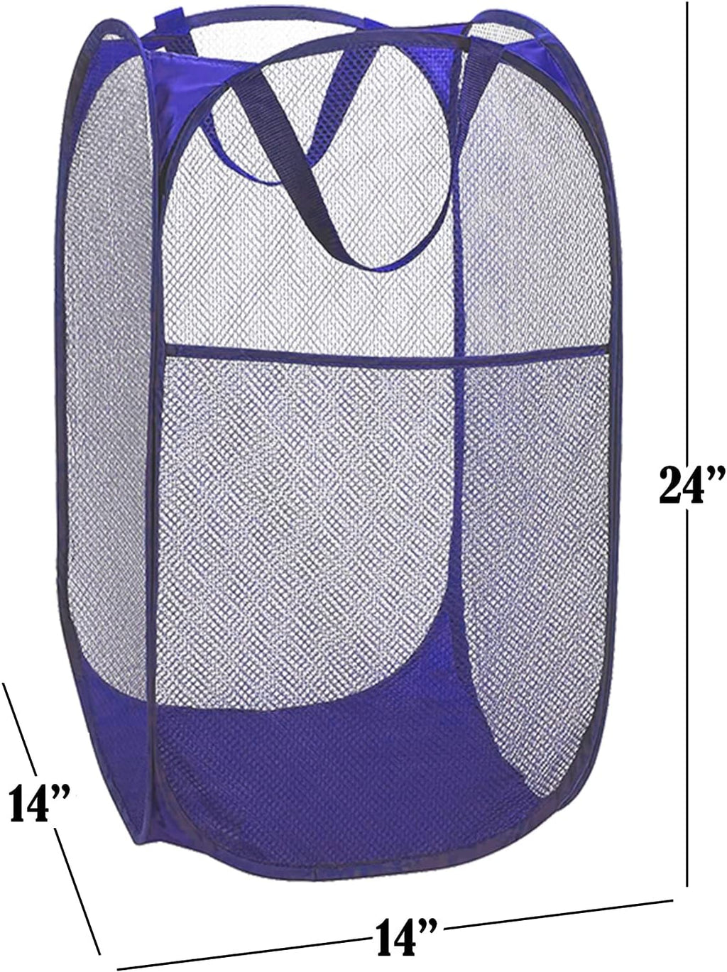 BATTOO Deluxe Strong Mesh Pop up Laundry Hamper Basket with Side Pocket Foldable Hamper for Laundry Room, Bathroom, Kids Room, College Dorm or Travel Royal Blue
