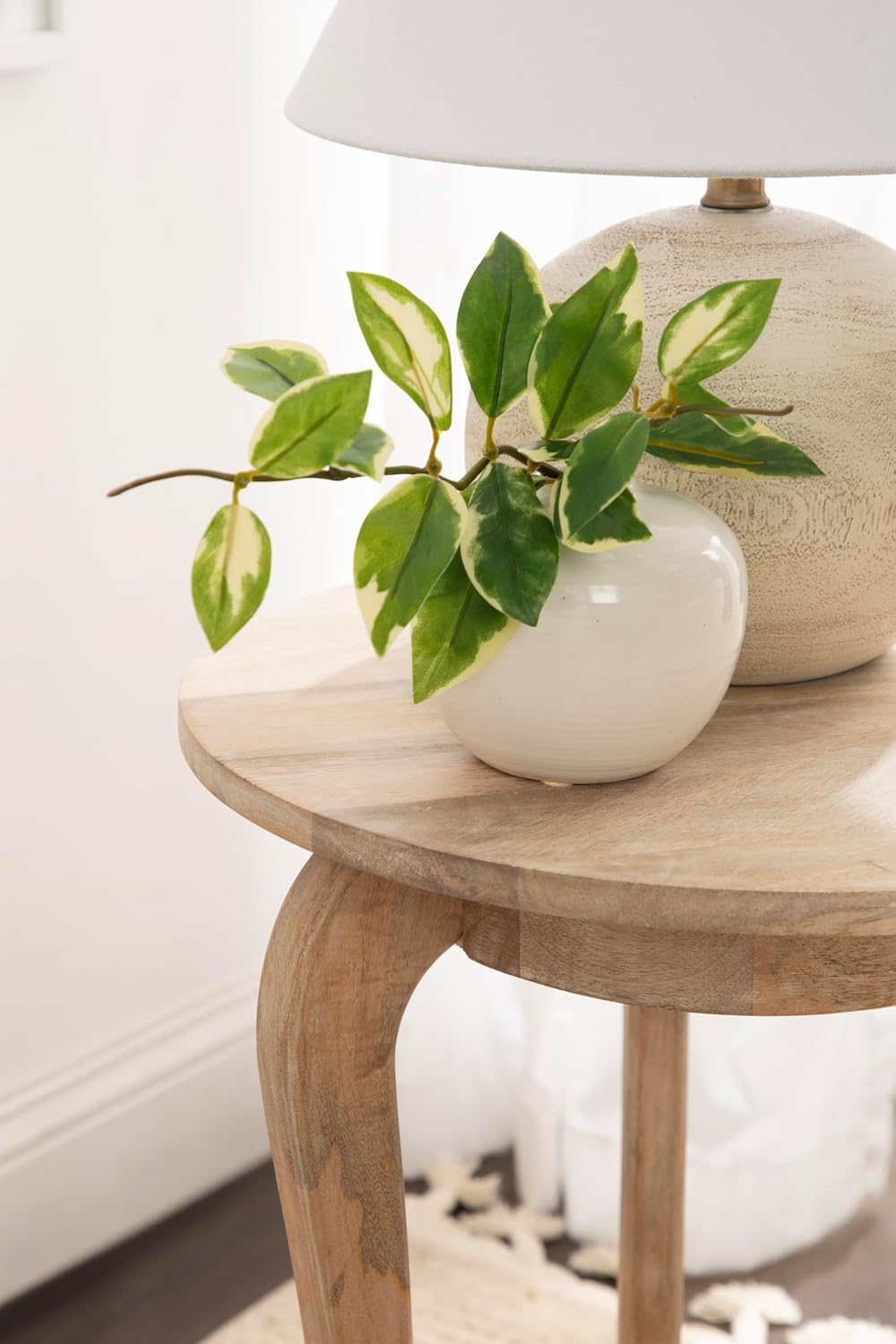 Kate and Laurel Mariona Coastal Round Mango Wood Side Table, 16 x 16 x 24, Li...
