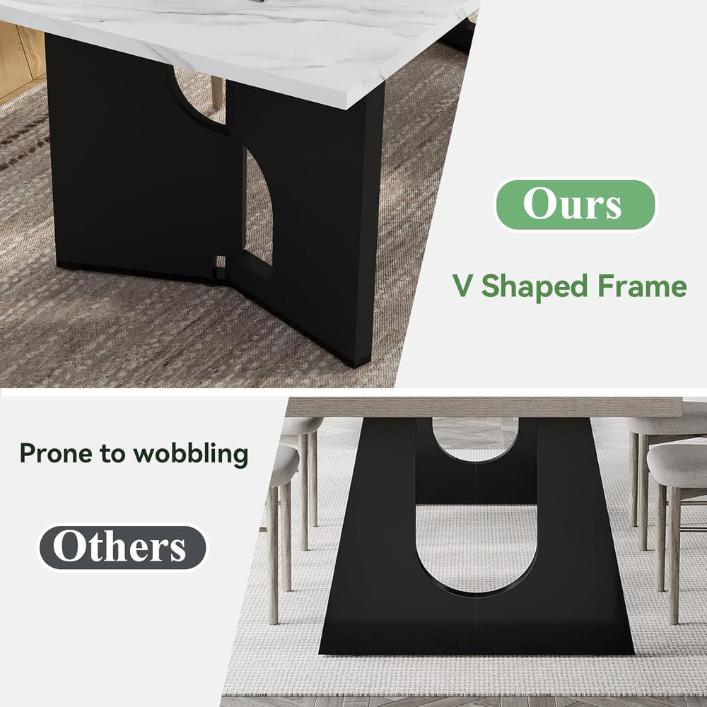 86.6" Modern Dining Table for 6-10 People,Long Kitchen Tables with Woode...