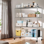 Himimi Storage Shelves 60"W Wire Shelving with Wheels 2600LBS Heavy Duty Metal Shelves for Storage, 4-Tier Adjustable Wire Rack Shelving Garage Shelving Kitchen Storage Shelves 24"Dx60"Wx72"H, Silver