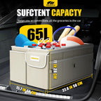 MIKKUPPA Car Trunk Organizer - 65L Collapsible Trunk Organizer with Lid, Sturdy Car Storage for SUV Auto Truck Van with Adjustable Straps and Non Slip Bottom (White)
