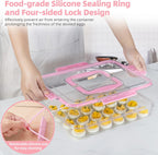 Deviled Egg Containers with Lid and Handle, Durable Clear Plastic Deviled Egg Carrier Storage 24 Eggs, Stackable Egg Holder for Fridge, Portable Tray Platter for Party & Picnics-1 Pack Pink
