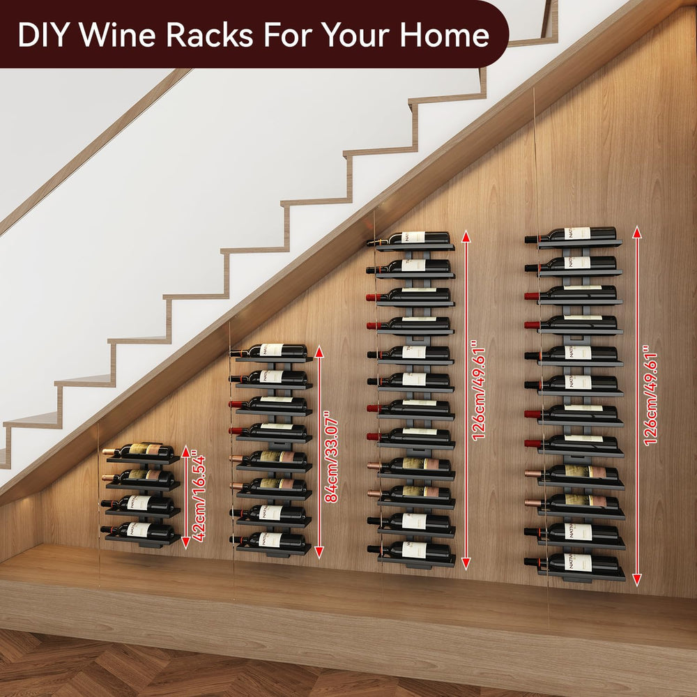 IBUYKE Wall Mounted Wine Rack 12 Bottle,Metal Storage Rack,Black TMJ909B | Wi...