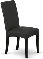 East West Furniture LGDR5-BLK-24 5 Piece Dining Set Includes a Rectangle Dining Room Table with Butterfly Leaf and 4 Black Color Linen Fabric Upholstered Chairs, 42x84 Inch, Black