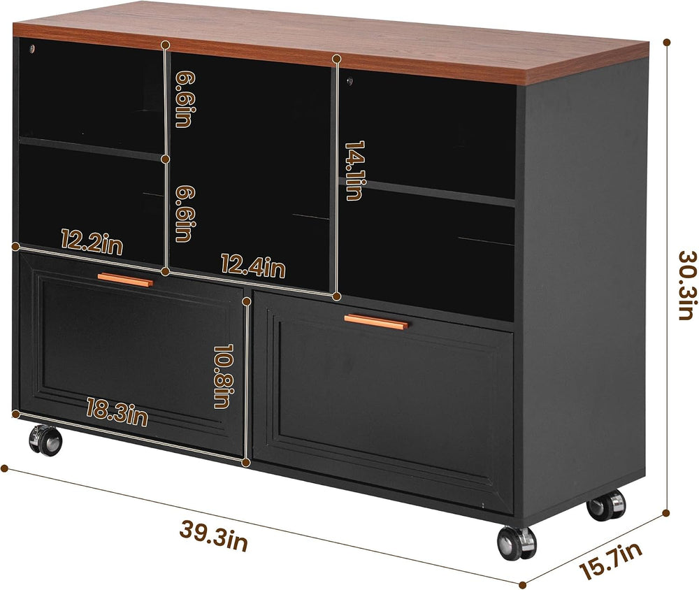 40" Lateral File Cabinet,Farmhouse Wood Small Home Office Storage with W...