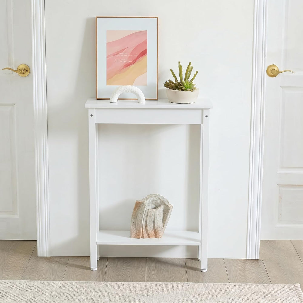 Small Console Table with Shelf Little Narrow Entryway Table Skinny Thin High ...