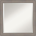 Amanti Art Grey Wall Mirror 24x24 Greywash Square Bathroom Mirror for Wall Decor Living Room, Medium Country Rustic Wood Frame, Hangs Horizonally and Vertically, Bathroom Decor, Beveled Edge