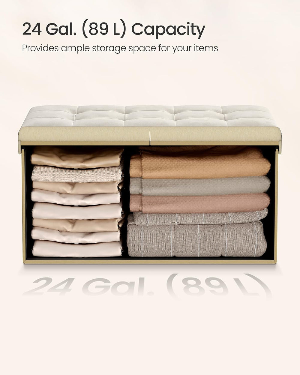 SONGMICS Mazie Collection - 30 Inches Storage Ottoman, Foldable Storage Bench...
