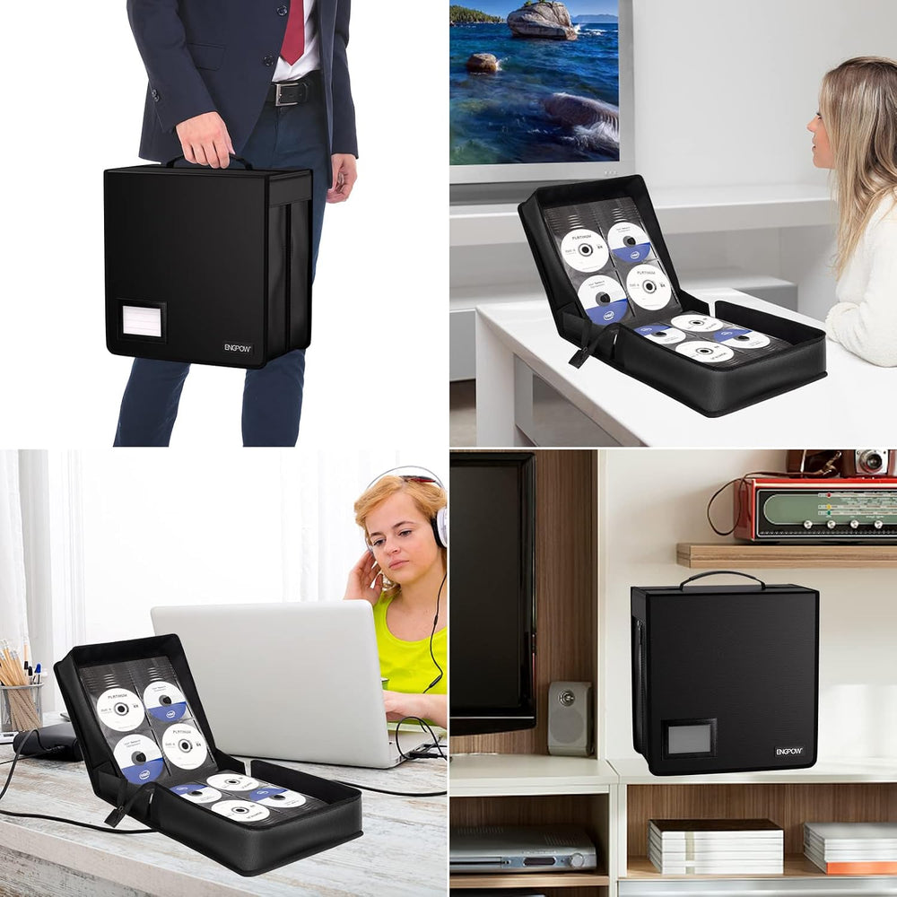 ENGPOW Fireproof CD Case, CD/DVD Storage Box,400 Capacity CD Binder DVD Stora...