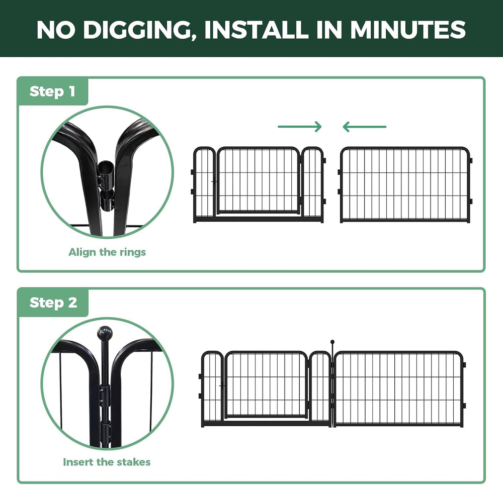 FXW No Dig Garden Fence, Outdoor for Yard, 17in(H) x 9.8ft(L), 4 Panels