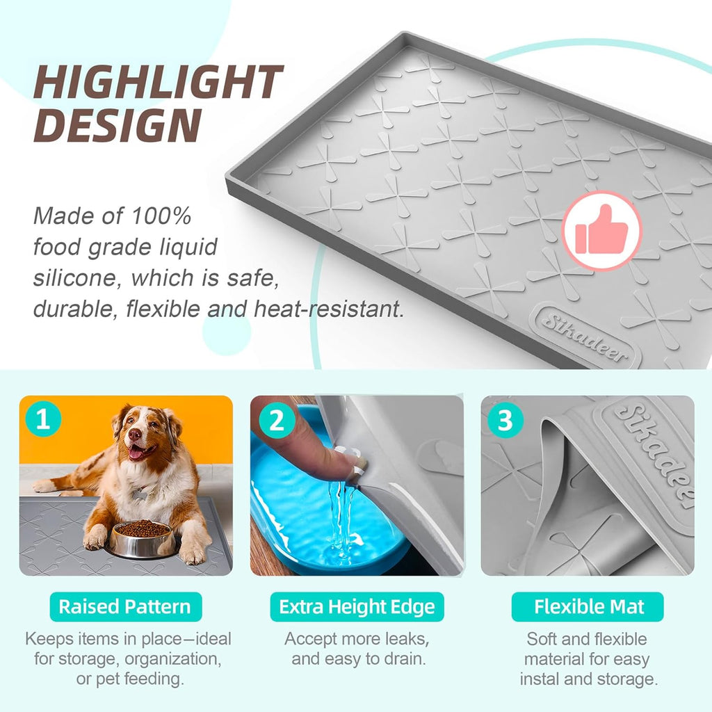 SIKADEER 22" x 19" Under Sink Mat Waterproof, Silicone Mat Kitchen Drawer Shelf and Cabinet Liner, Sink Protector for Kitchen Organizers and Storage, Boot Tray Pet Food Mats