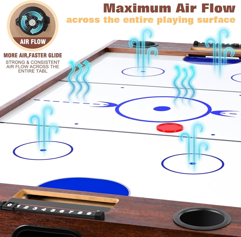 4-in-1 Combo Game Table 55" Multi-Game Table with Foosball, Electric Air...