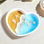 Handmade Resin Jewelry Dish for Rings Earrings Necklaces | Seashell Coastal Ocean Decor Ring Dish, Beach Gifts for Women, Unique Birthday Holiday Gifts for Wife Girls Friends