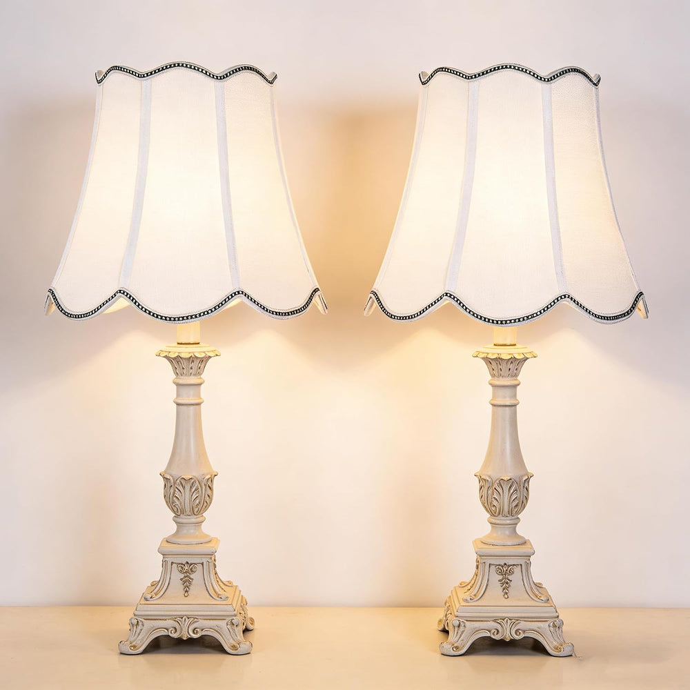 PAPAYA Lamp Shades Set of 2 8"x13"x11" Scalloped Lamp Shade Be...