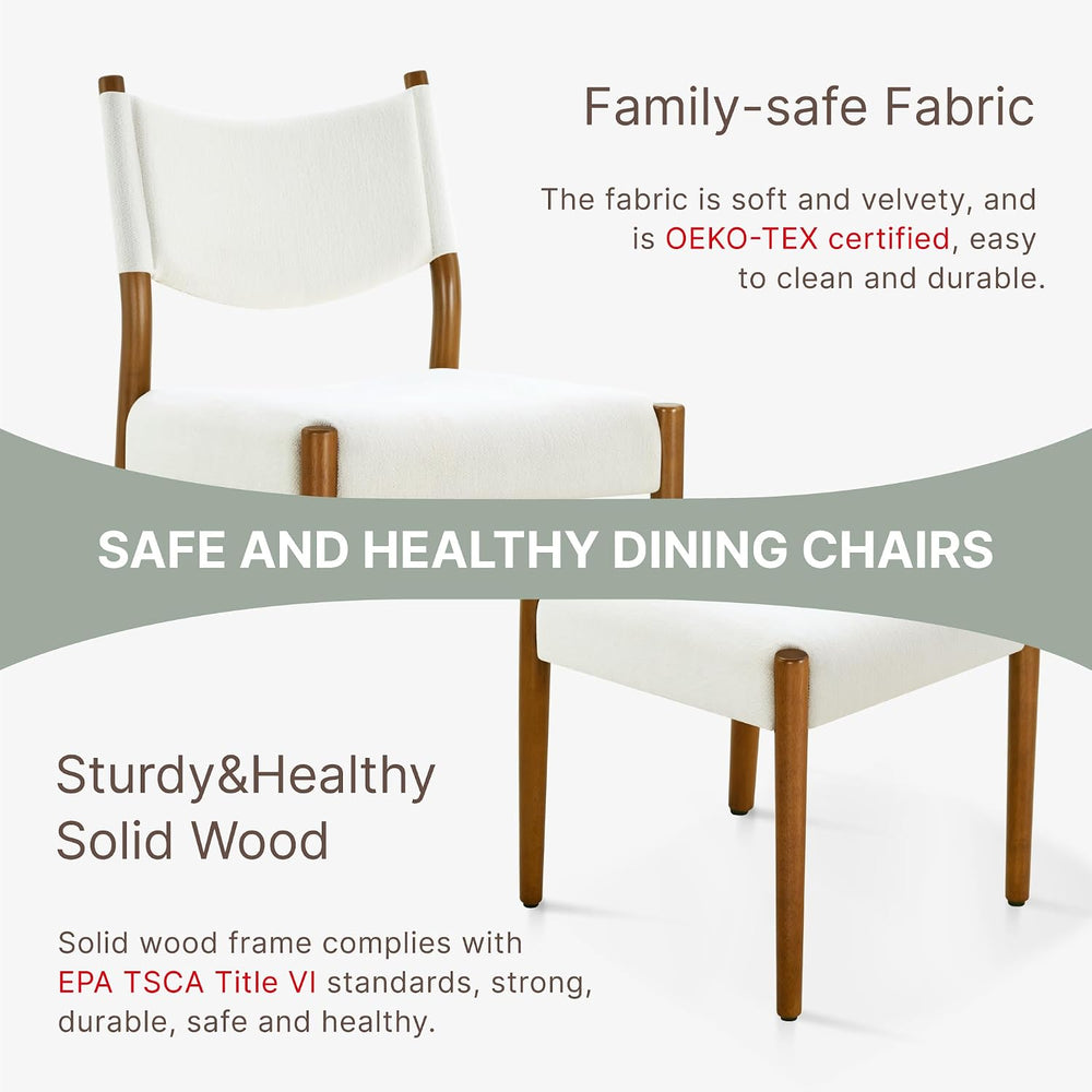 KISLOT Dining Chairs Set of 4, Ergonomic Upholstered Wood Chairs, White | Mid...
