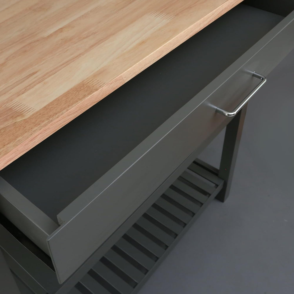 Casual Home Kitchen Island with Solid American Hardwood Top, Slate Gray, 40&q...