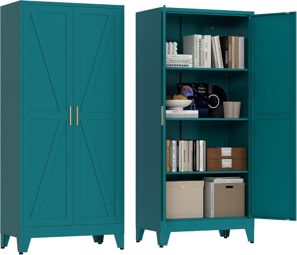 QINPTWUT 61" Metal Storage Cabinet, 4-Tier Kitchen Pantry with 3 Adjusta...