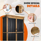 Outdoor Storage Cabinet with Shelves, Wood & Metal Storage Shed with Weatherproof Roof, 3 Removable Shelves, Lockable Doors, Adjustable Feet, Outside Storage Cabinet for Garage, Patio, Backyard
