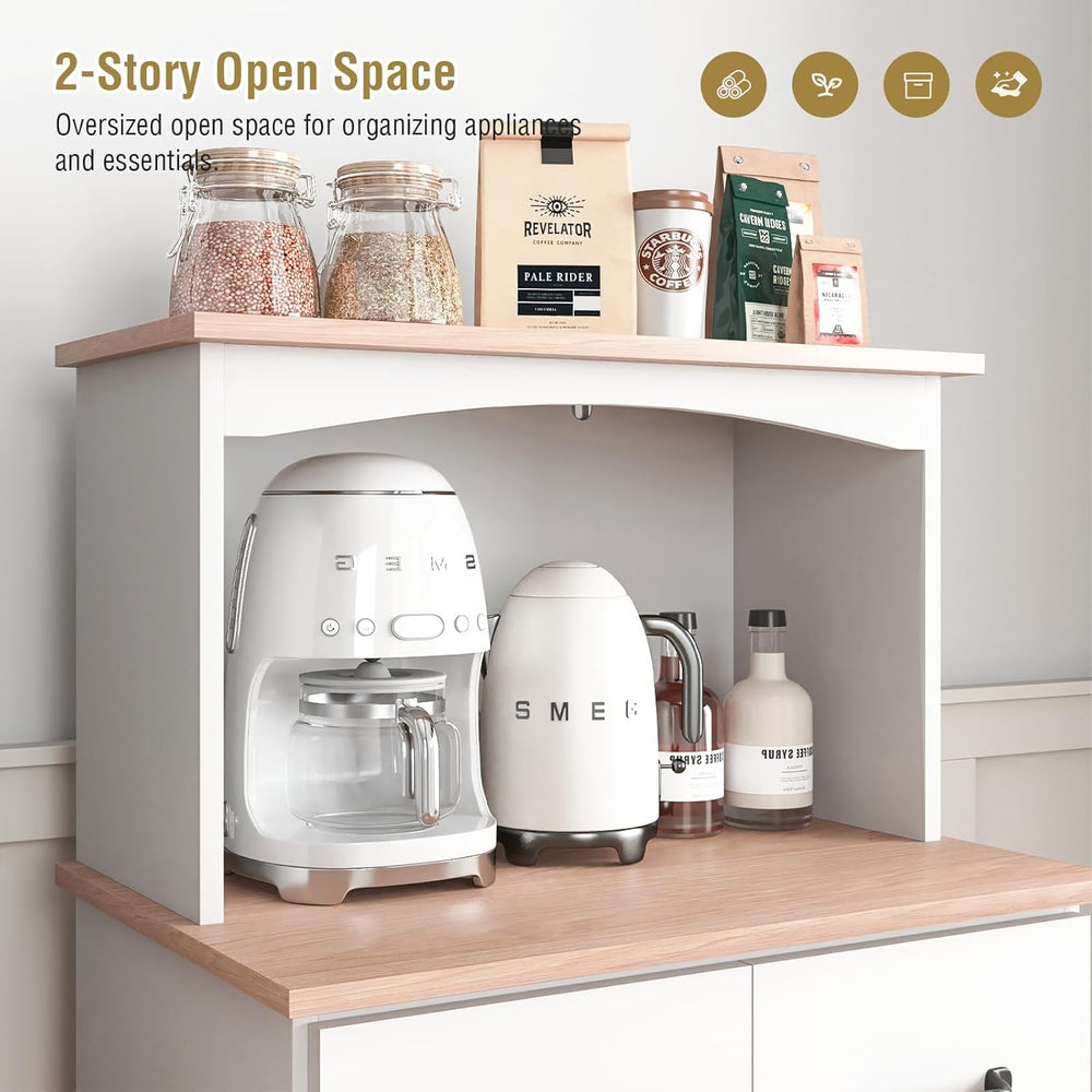 Microwave Stand with Storage, Kitchen Pantry Storage Cabinet with Drawer and ...