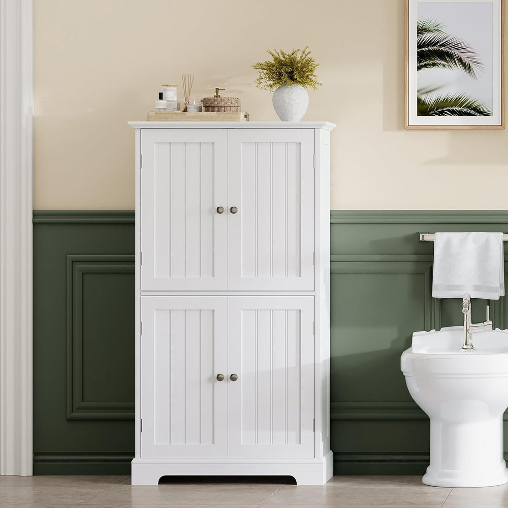 ChooChoo Bathroom Floor Cabinet, Modern Bathroom Storage Cabinet with 4 Doors...