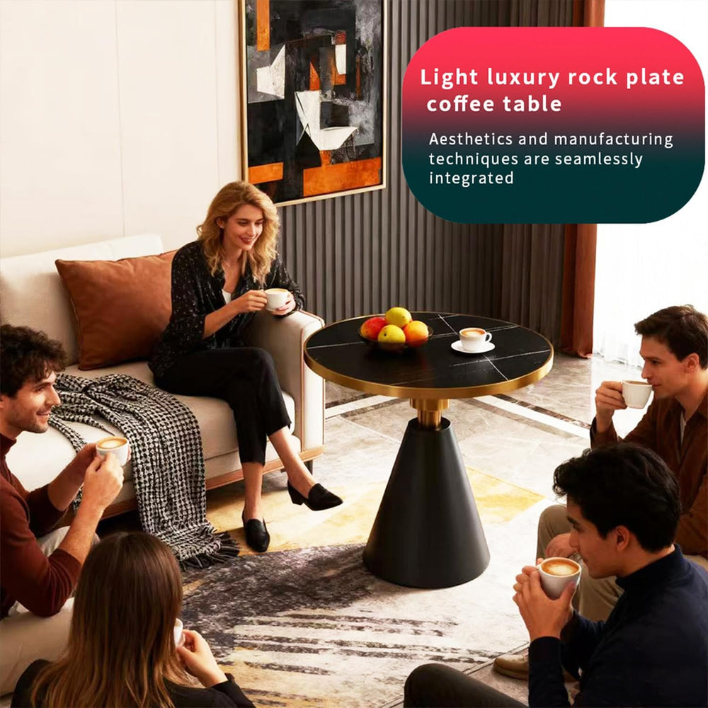 BeautyVerve Rock Plate Side Tables for Living Room, Modern Small Round Coffee...