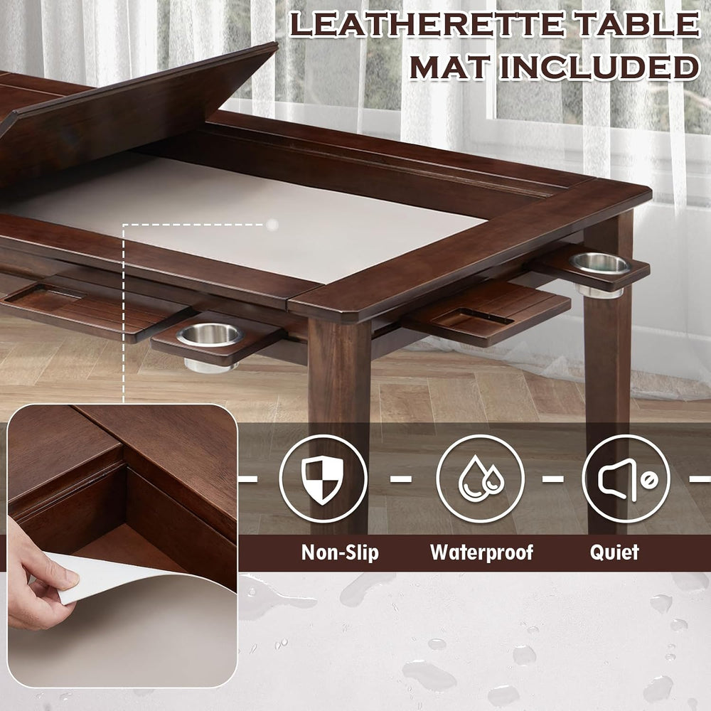 63"x39" Board Game Table with Removable Top Solid Wood Dining/Gamin...