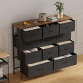 VASICAR 43.3" Wide Fabric Dresser for Bedroom, Chest of Drawers with 11 Deep Drawers, Multi-Drawers TV Stand TV Console, Storage Organizer for Closet, Nursery (Black)