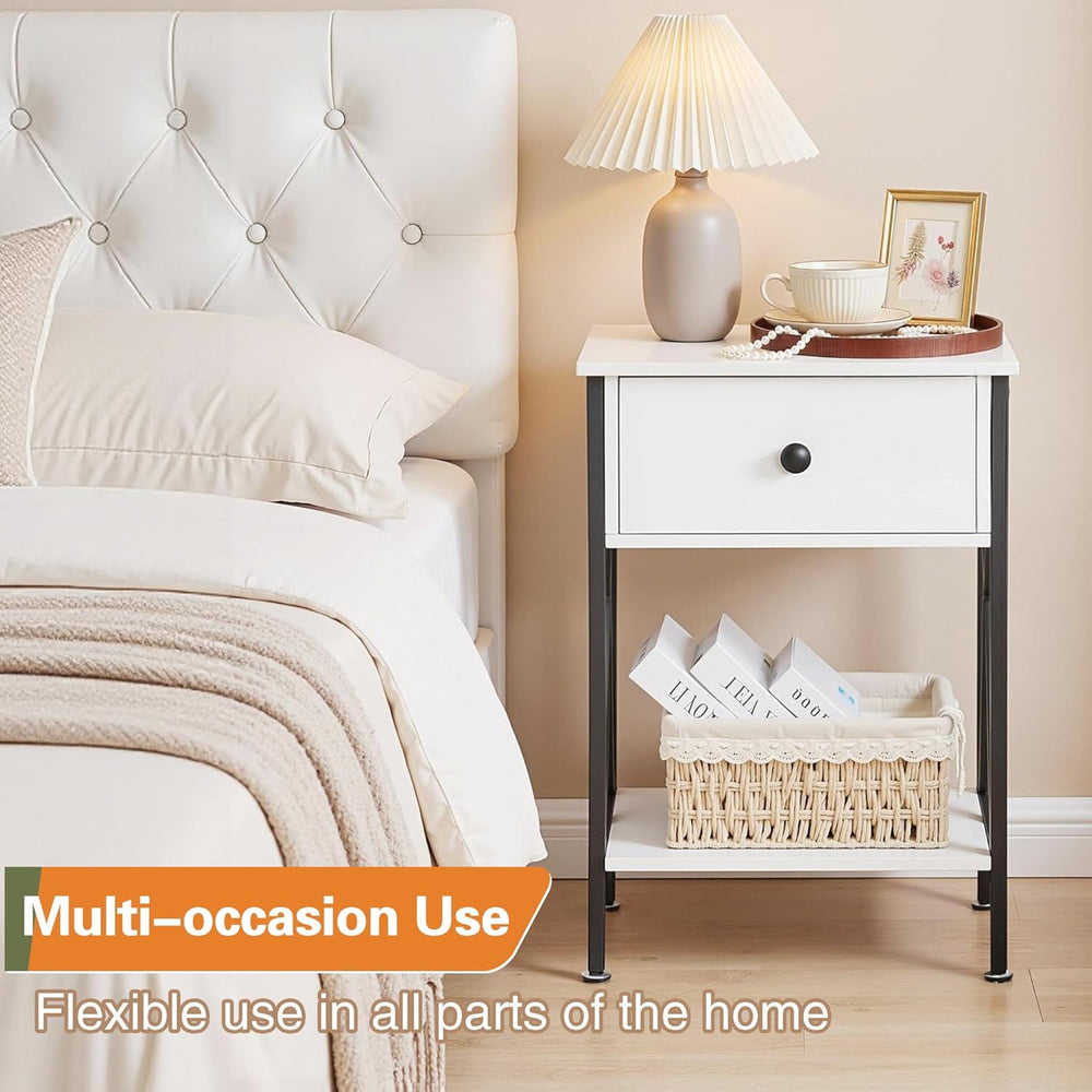 VECELO Nightstand,Modern Bedside End Table, Night Stand with Drawer and Stora...