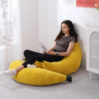 Banana Chaise Lounge Sofa Chair for Living Room, Bean Bag Chair with Ottoman, Floor Sofa Bed with Footrest, Comfy Convertible Lounger, Plush Couch for Bedroom, Dorm (Yellow, Queen)