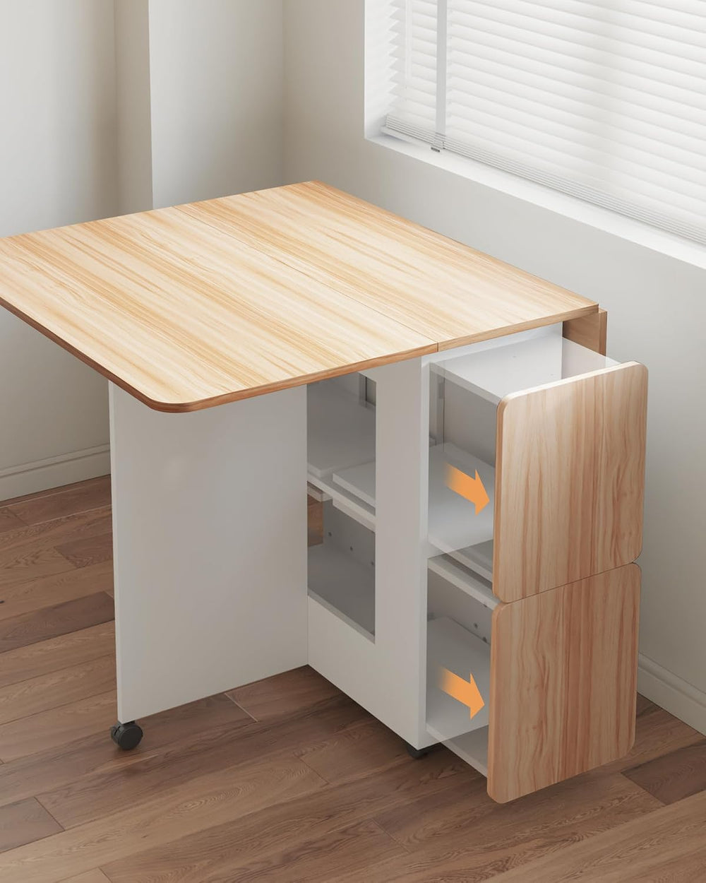 Mondeer Folding Dining Table with 4 Chairs for Small Spaces, Oak and White | ...