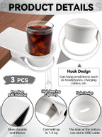 3PCS Drinking Cup Holder Clip, Kalolary Chair Desk Bottle Cup Stand DIY Glass Clamp Storage Saucer Clip for Potted Plant Beverage Soda Coffee Mug Holder Clip for Home & Office (White)