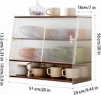 Kitchen Pantry Storage Cabinet, Trapezoidal Countertop Cabinet with Shelves and Striped Acrylic Door for Kitchen Countertops, Coffee Bars, for Syrup, Cups, Stirrer (C)
