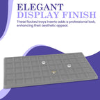 Novel Box 5 Pack 50-Slot Gray Liner Jewelry Storage Tray Inserts 14.75x8.25x1 Inches - Jewelry Organizer Pad for Drawers & Store Displays - Jewelry Display Pads for Rings Earrings & Pendants