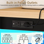 84’’ Rolling Kitchen Island with Swivel Table, Islands Cart with LED Lights, Power Outlet, Movable Storage Cabinet with Side Tabletop on Wheels, for Living Room, Home Bar, Black