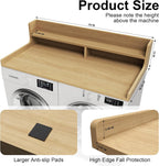 Washer Dryer Countertop, 54" x 27.55" 2-Tier Washer Dryer Topper with Edge, for Laundry Room Organization Oak